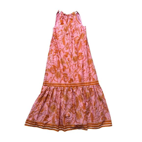 Antiono Melani tiered hem sun dress size women's small; orange & red,100% cotton - Picture 2 of 10